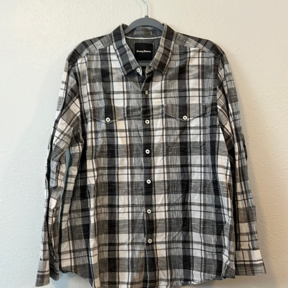 Tommy Bahama Plaid Button Down Long Sleeve Shirt Mens Size XL